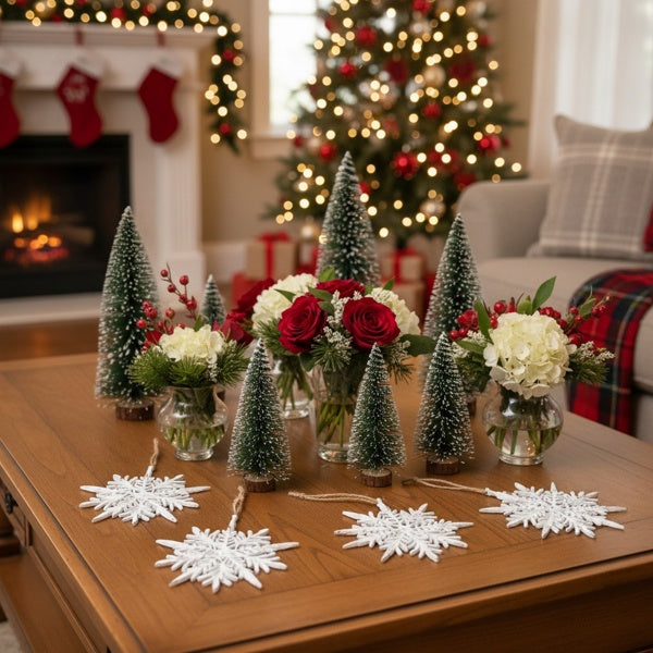 6-piece Set Of 6.1-inch Christmas Tree Ornaments, Snowflake Decorations, Festive Party Supplies, Rustic Christmas Tree Hangings, FBA Shipped, Prohibited From Sale On The Temu Platform