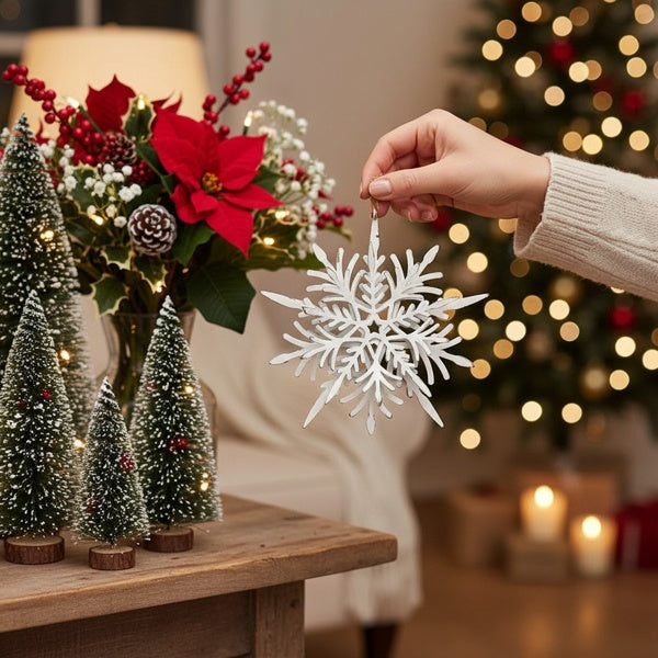 6-piece Set Of 6.1-inch Christmas Tree Ornaments, Snowflake Decorations, Festive Party Supplies, Rustic Christmas Tree Hangings, FBA Shipped, Prohibited From Sale On The Temu Platform