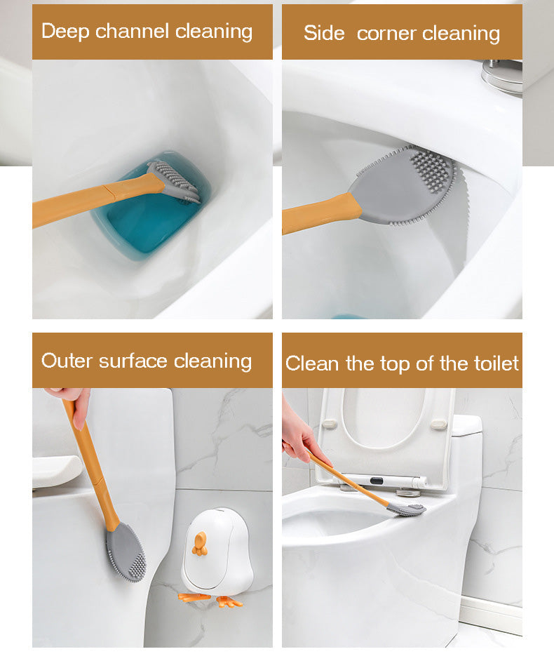 Rubber Head Toilet Brush Soft Non-slip Cleaning Brush Wall Hanging Floor Super Decontamination Bathroom Cleaning Tool