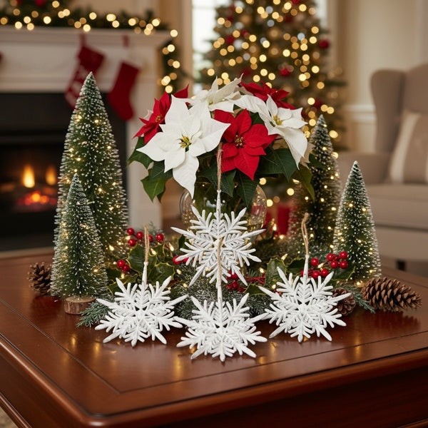 6-piece Set Of 6.1-inch Christmas Tree Ornaments, Snowflake Decorations, Festive Party Supplies, Rustic Christmas Tree Hangings, FBA Shipped, Prohibited From Sale On The Temu Platform